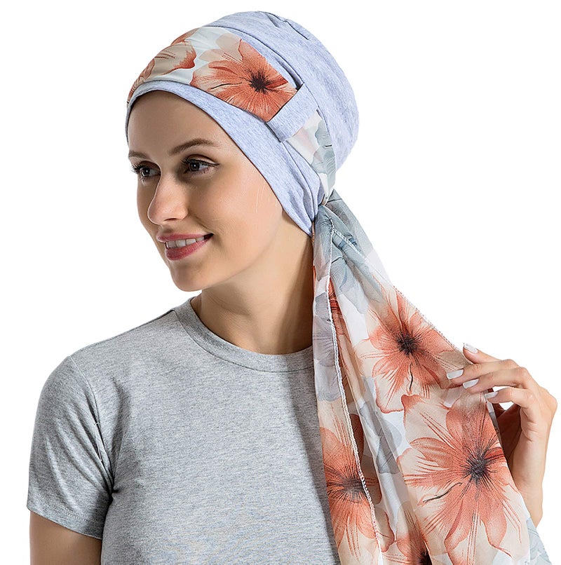 JarseHera Bamboo Cotton Liner Chemo Headwear for Womenwith Silky Scarfs for Cancer Hair Loss Sleep Caps Beanie - Image 1